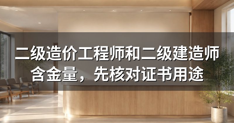 二级造价工程师和二级建造师含金量，先核对证书用途