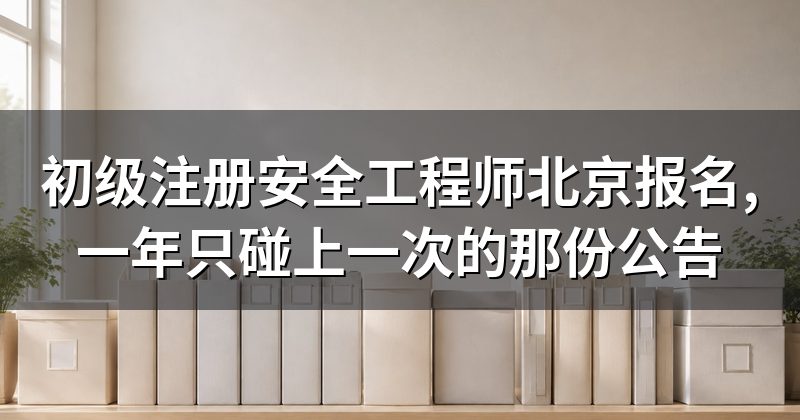 初级注册安全工程师北京报名,一年只碰上一次的那份公告