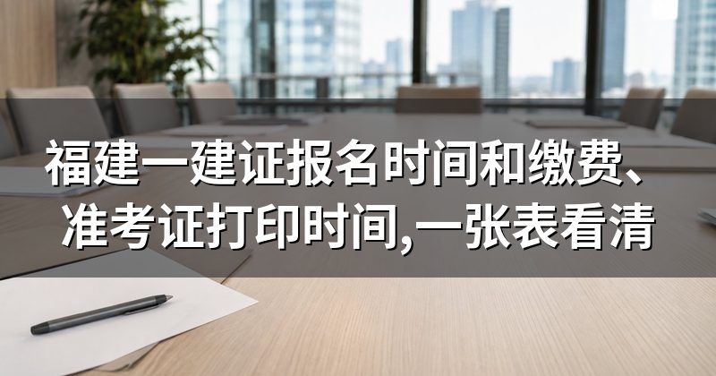 福建一建证报名时间和缴费、准考证打印时间,一张表看清