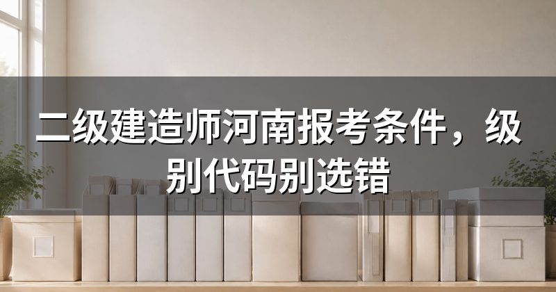 二级建造师河南报考条件，级别代码别选错