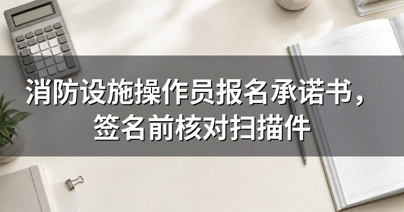 消防设施操作员报名承诺书，签名前核对扫描件