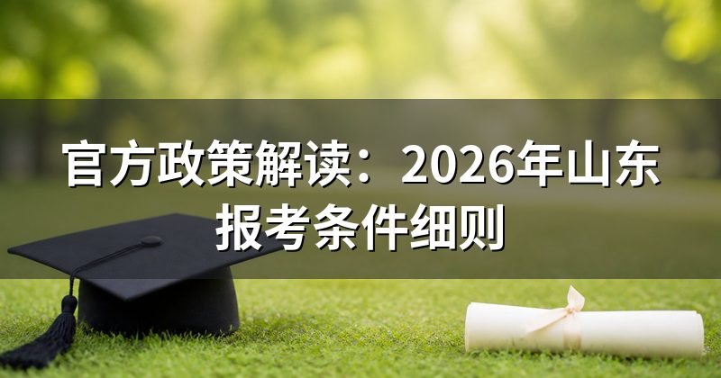 官方政策解读：2026年山东报考条件细则
