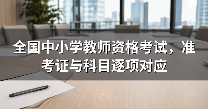全国中小学教师资格考试，准考证与科目逐项对应