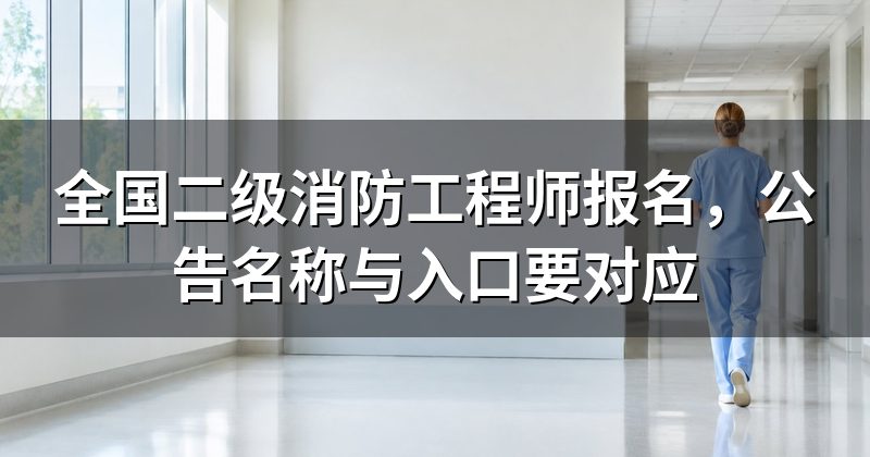 全国二级消防工程师报名,公告名称与入口要对应