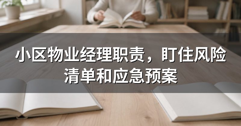 小区物业经理职责,盯住风险清单和应急预案