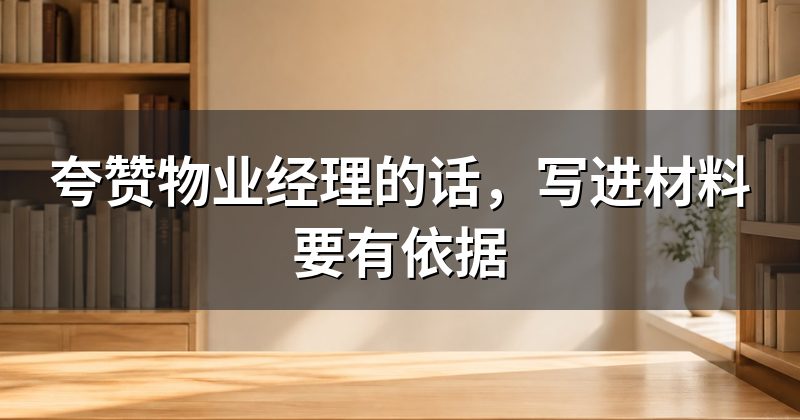 夸赞物业经理的话，写进材料要有依据