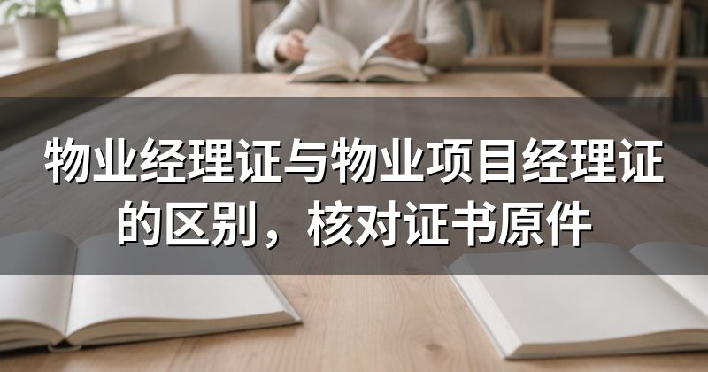 物业经理证与物业项目经理证的区别，核对证书原件