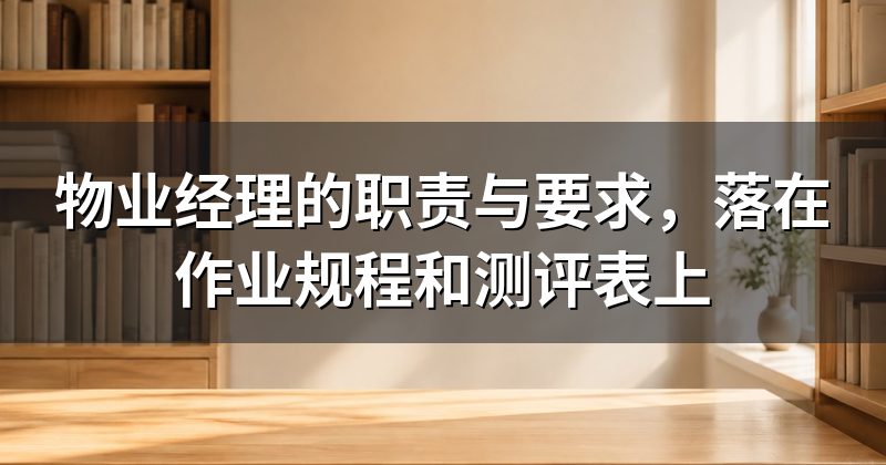物业经理的职责与要求,落在作业规程和测评表上