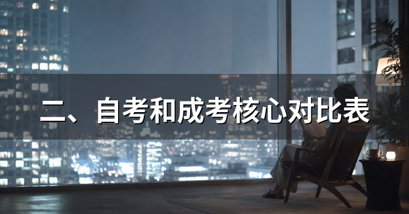 二、自考和成考核心对比表